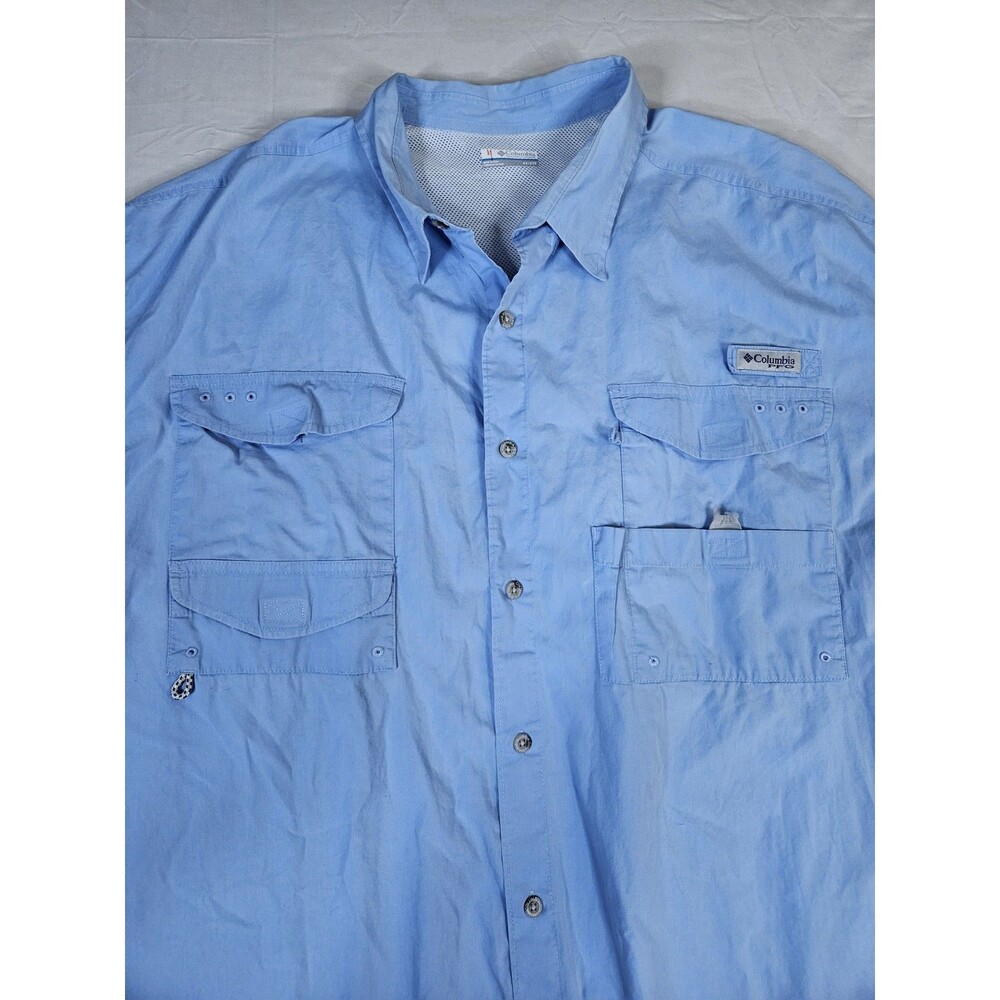 Columbia Shirt Men's Size 4XL Blue PFG Bonehead Short Sleeve Vented Button